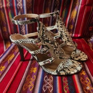 Donald J Pliner 'Tenasp' Snakeskin Ankle Strap Heels Size 8.5
